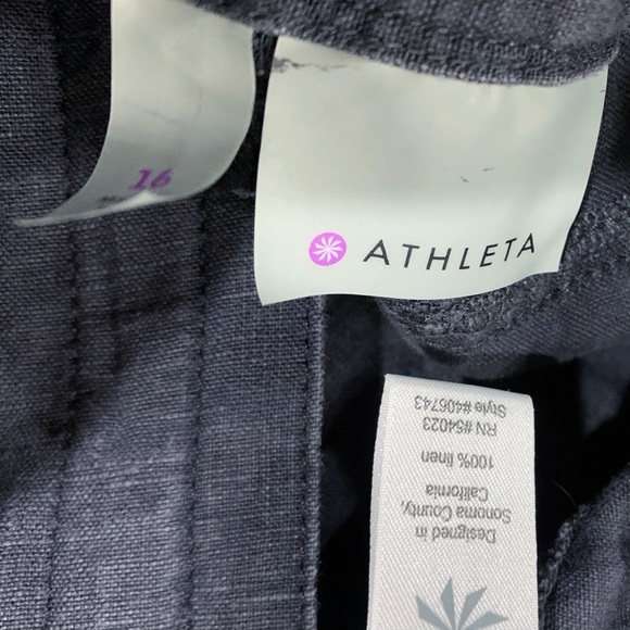 SOLD-Athleta Stormy Blue Linen Trouser Pants - Picture 6 of 8